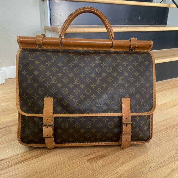 Auth Louis Vuitton Kleber Travel Bag in Monogram w/Vachetta Leather 1989 France - Picture 2 of 15